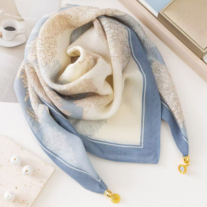 warm square scarf, magnetic buckle, triangle silk scarf, cotton scarf, women's spring, autumn and winter, style scarf, temperament and versatile