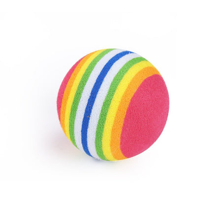 Rainbow Toy Ball Cat Solid Bouncy Ball Pet Supplies Kitten Puppy Ball Toy Teasing Cat Ball EVA Floating