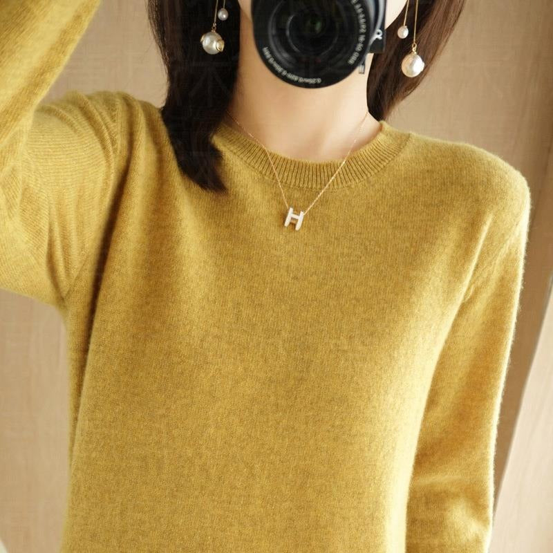 Sweater women's autumn and winter crew neck long sleeve pullover knitted sweater women's women's  sweater base shirt women's top Korean