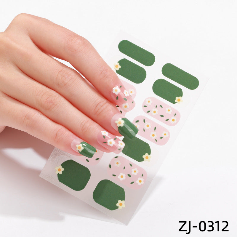 new French manicure stickers full paste ice transparent net red Japanese cartoon nail stickers cute nail polish film