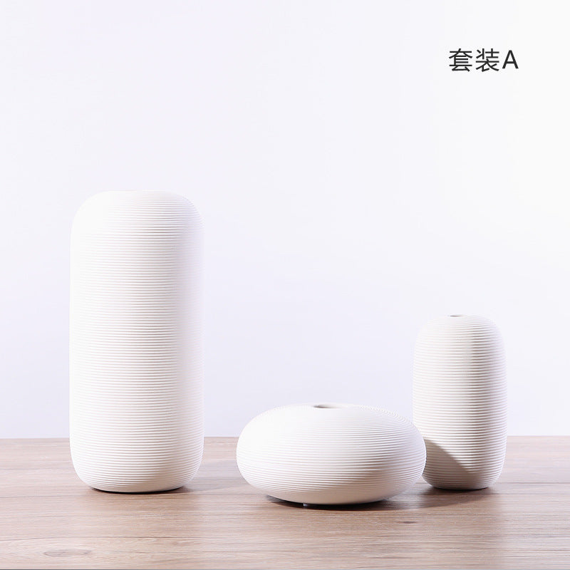 Nordic minimalist home living room flower arrangement decoration ins wabi sabi wind homestay decoration plain embryo striped vase