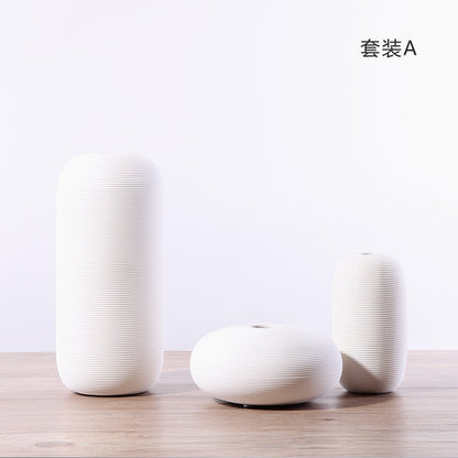 Nordic minimalist home living room flower arrangement decoration ins wabi sabi wind homestay decoration plain embryo striped vase