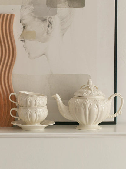 French antique elegant bone porcelain teapot