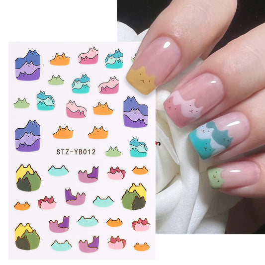 Hot Manicure 3D Adhesive Sticker Little Sweet Potato Summer Cute Bear Caterpillar Holographic Fish Art Nail Sticker
