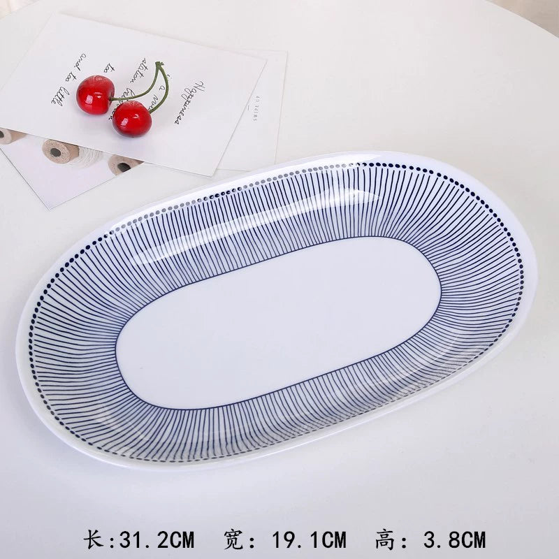 High-temperature underglaze color Japanese-style ceramic dishes and dishes set for home eating small bowls of grass series tableware combination