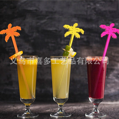 Plastic coconut tree shaped stirring sticks, colorful bartender bars, bar supplies, cocktail juice decoration, coffee sticks, 50 sticks