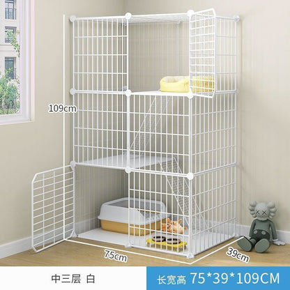 Cat cage with toilet villa extra large free space indoor empty cage cat house home three-tier small cat cat litter