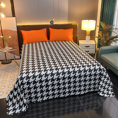 Internet celebrity cotton four-piece set pure cotton bedding bed pure color simple 100 quilt cover 1.8m fitted sheet three 4-piece set