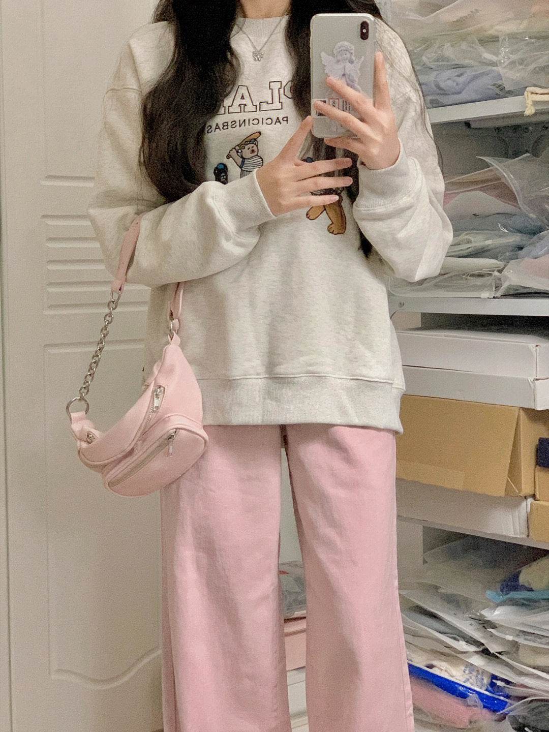 Pink wide-leg pants women's spring and autumn new sweet cool Japanese small pants straight drape casual pants ins