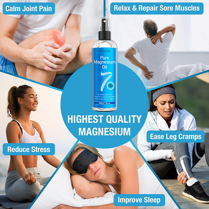 Pure Magnesium Oil Spray relieves fatigue, relaxes muscles, nourishes skin, and nourishes the skin