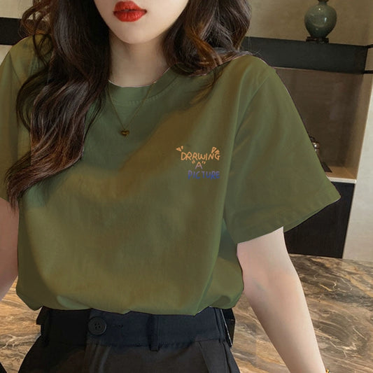 Clearance to pick up leaks~ The counter withdraws the last order foreign trade women's clothing summer new niche letter printing short-sleeved T-shirt women's fashion