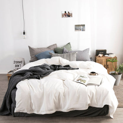 Japanese-style unprinted washed cotton four-piece good-quality cotton-dyed washed bedding bedding hotel student bedding