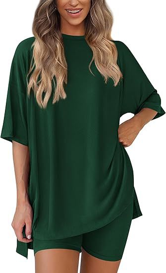 spring/summer European and American new loose fashion solid color casual short-sleeved shorts two-piece set