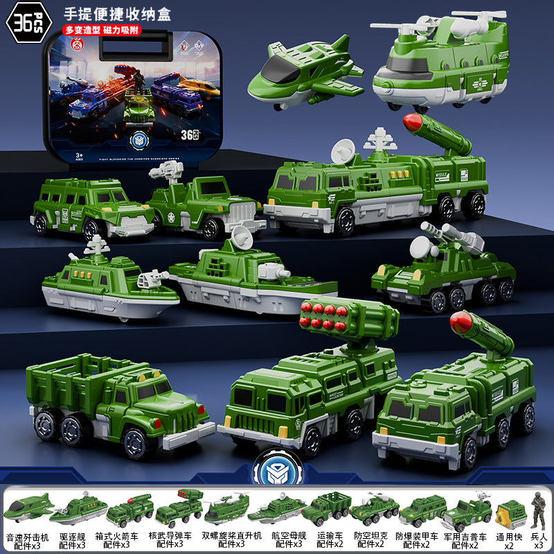 genuine children's magnetic transformer robot diamond building blocks magnetic boy toys magnetic assembly engineering vehicle