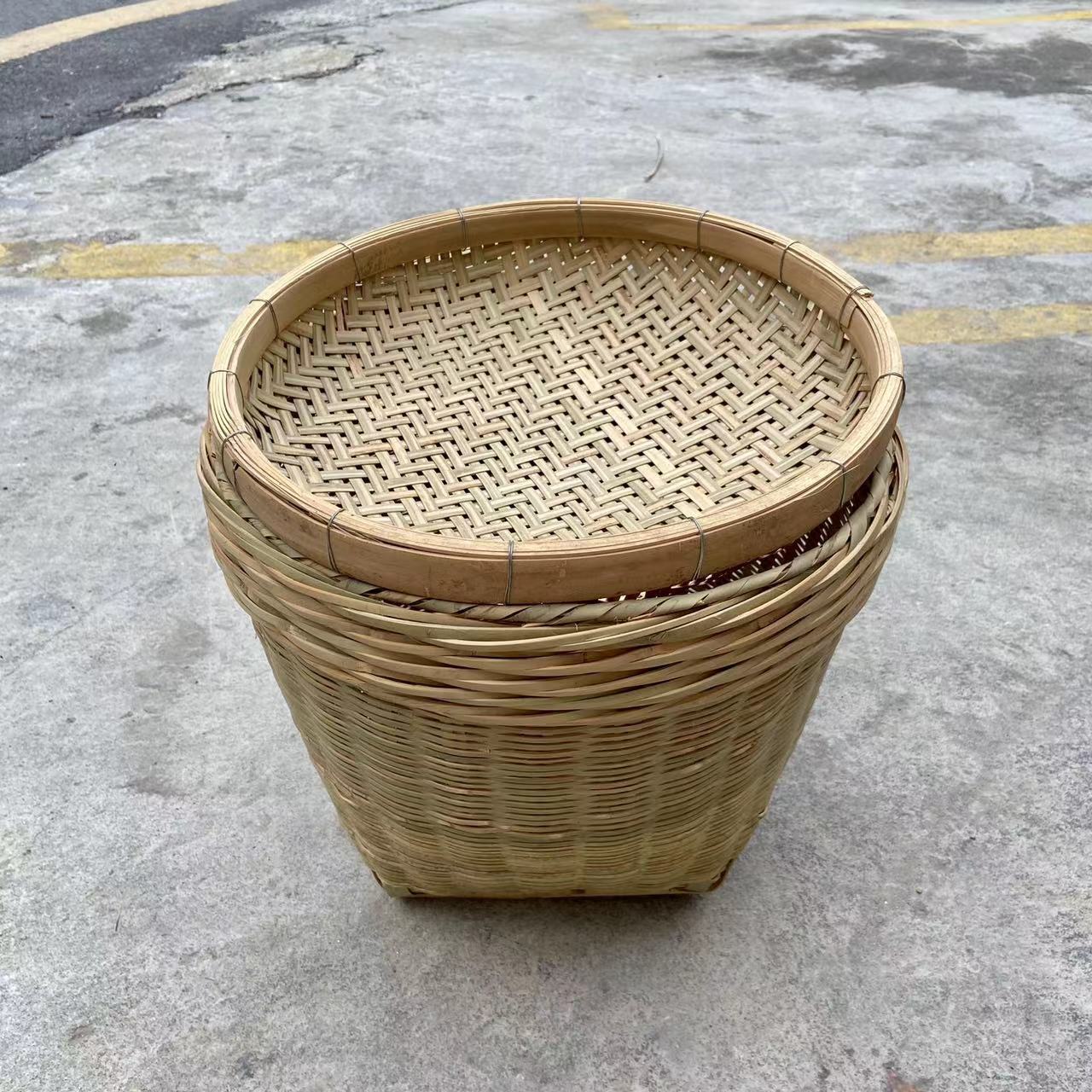 Bamboo woven product basket basket festive grain supermarket restaurant display small and large happy event washing rice bamboo basket