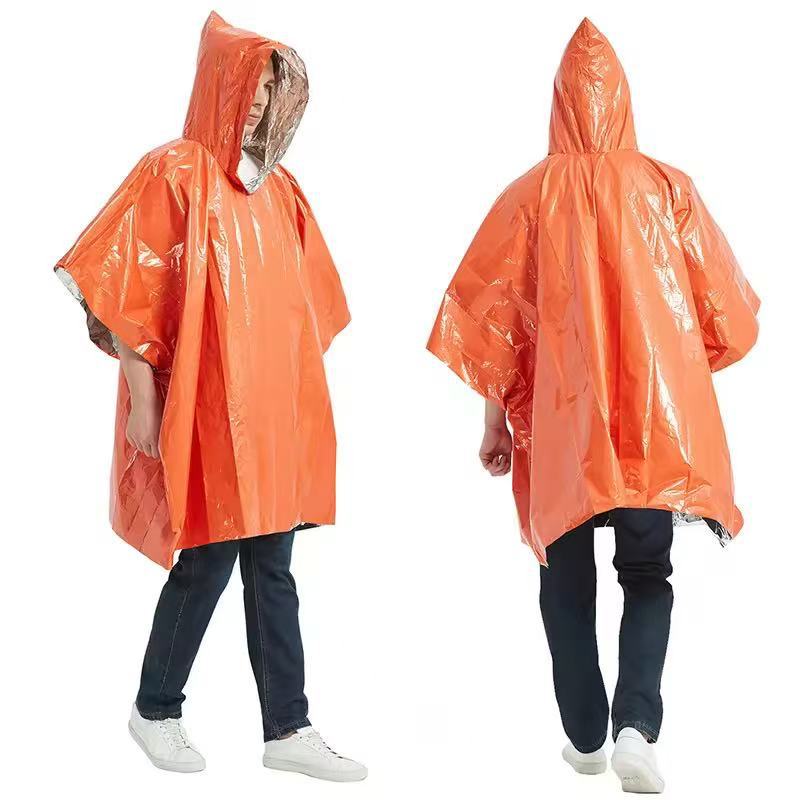 Support cross-border consignment of labeled outdoor emergency sleeping bags, portable survival raincoats, hiking, camping, and thermal insulation raincoats