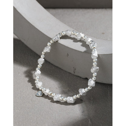 1002 Korean version of ins niche design geometric broken silver thread bead texture texture S925 sterling silver bracelet for women