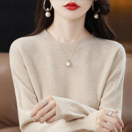Sweater women's autumn and winter crew neck long sleeve pullover knitted sweater women's women's  sweater base shirt women's top Korean