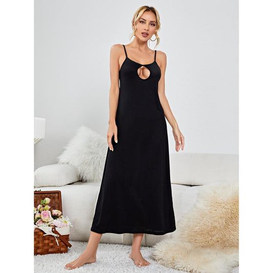 Cross-border European and American spring and summer suspenders long nightdress sexy can be worn outside pajamas women's home clothing foreign trade Amazon