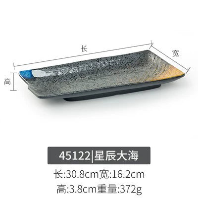 Melamine plate Japanese-style plastic barbecue plate imitation porcelain round flat plate barbecue plate restaurant hot pot tableware dish