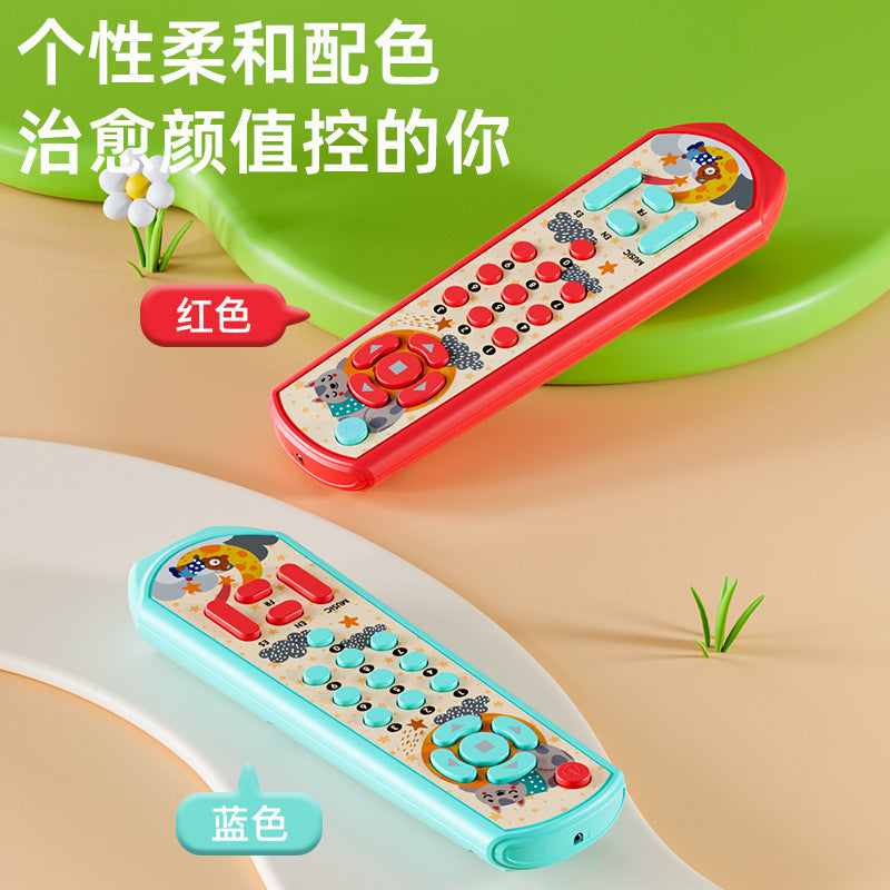 Infant puzzle lighting, trilingual music, TV, simulation remote control, early education, foreign language, multi-functional toys