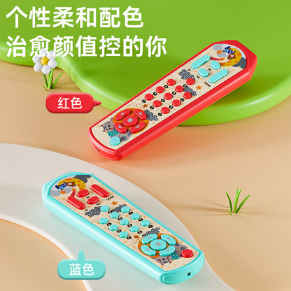 Infant puzzle lighting, trilingual music, TV, simulation remote control, early education, foreign language, multi-functional toys