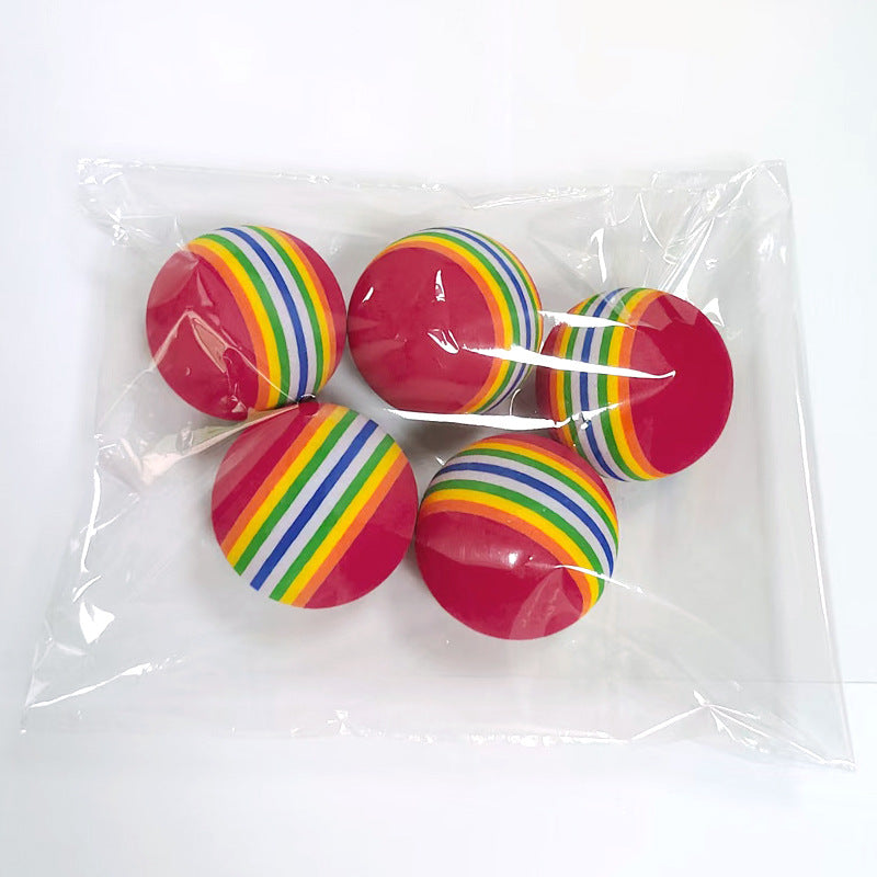 Rainbow Toy Ball Cat Solid Bouncy Ball Pet Supplies Kitten Puppy Ball Toy Teasing Cat Ball EVA Floating