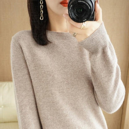 Sweater women's autumn and winter crew neck long sleeve pullover knitted sweater women's women's  sweater base shirt women's top Korean