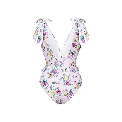 Sexy Retro One-Piece Swimsuit – Tight Fit, Strappy Design, Chiffon Cover-Up Skirt, European & American Fashion for Women