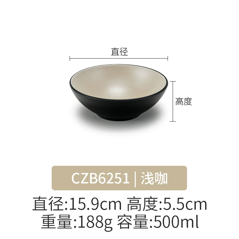Retro Noodle Shop Imitation Porcelain Two-color Plastic Frosted Bamboo Hat Bowl