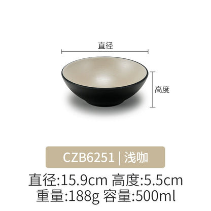 Retro Noodle Shop Imitation Porcelain Two-color Plastic Frosted Bamboo Hat Bowl