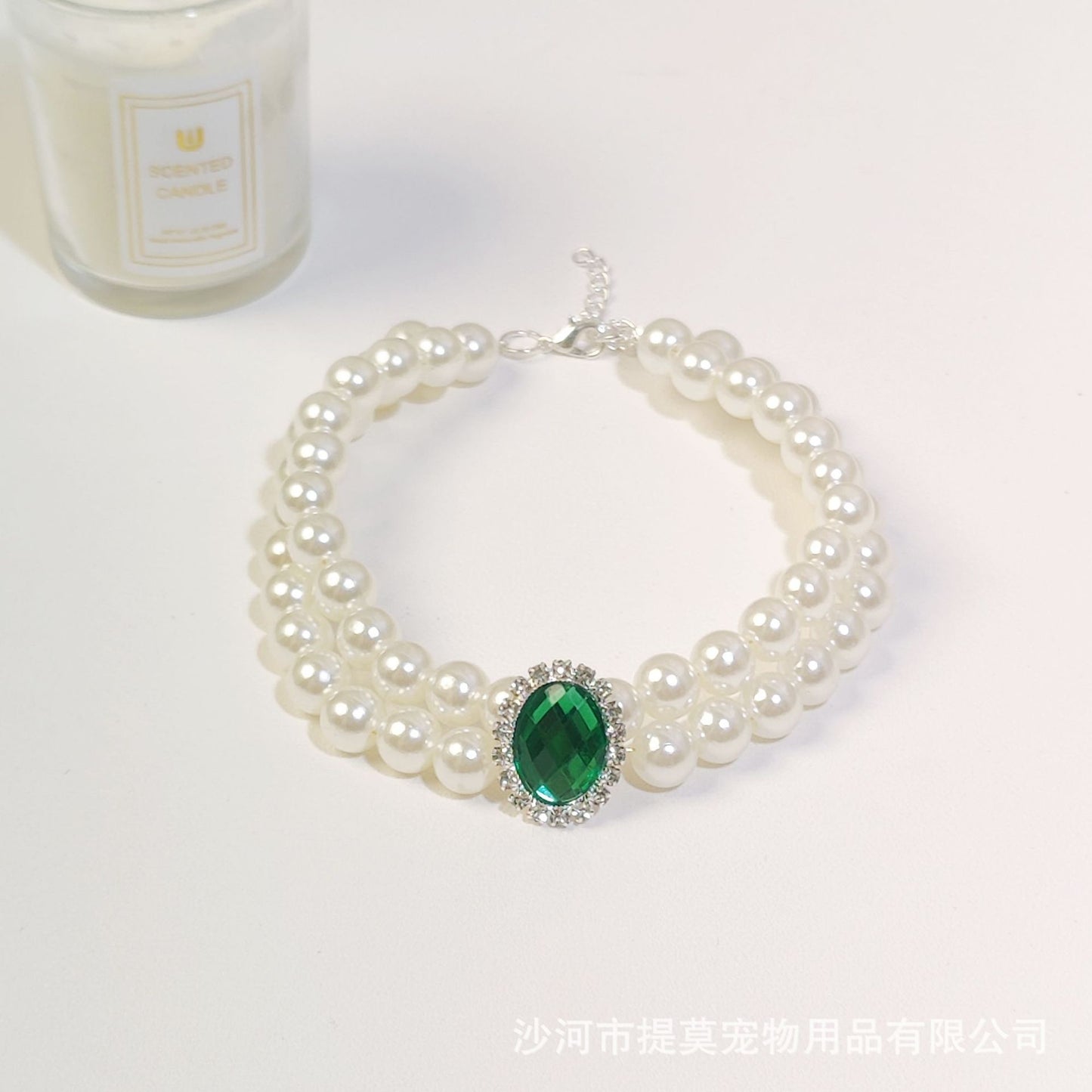Pet cat devon kitten dog pearl necklace collar small fragrance breeze gemstone bow puppet accessories cross-border