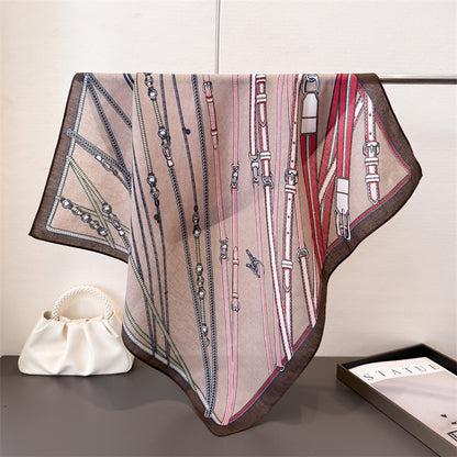 New herringbone cashew silk scarf, color-blocking square scarf, literary retro small square scarf, decorative scarf, breathable scarf