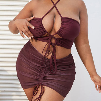 Women's Swimwear – Large Size Split Bikini, Sexy Fit, Solid Color, European & American Style