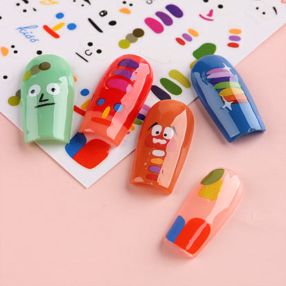 Hot Manicure 3D Adhesive Sticker Little Sweet Potato Summer Cute Bear Caterpillar Holographic Fish Art Nail Sticker