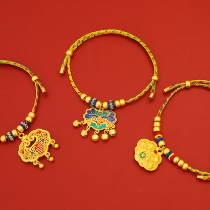 Color Retention Longevity Lock Chinese Style Pet New Year Braided Rope Collar Spring Festival Cat Dog Gold Necklace Ornaments Silent