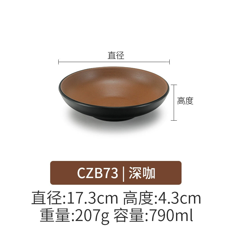 Retro Noodle Shop Imitation Porcelain Two-color Plastic Frosted Bamboo Hat Bowl