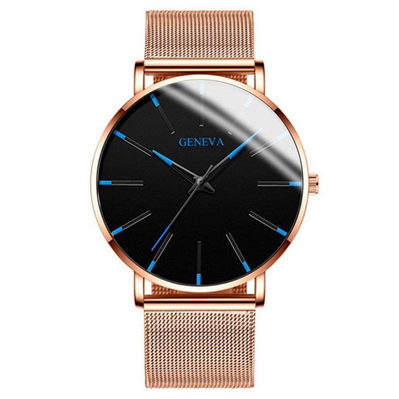 fashion blue needle men's watch men's watch quartz watch mesh belt spot one piece