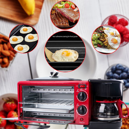 3-in-1 Coffee Maker, Oven & Toaster  Compact Multifunctional Electric Breakfast Station