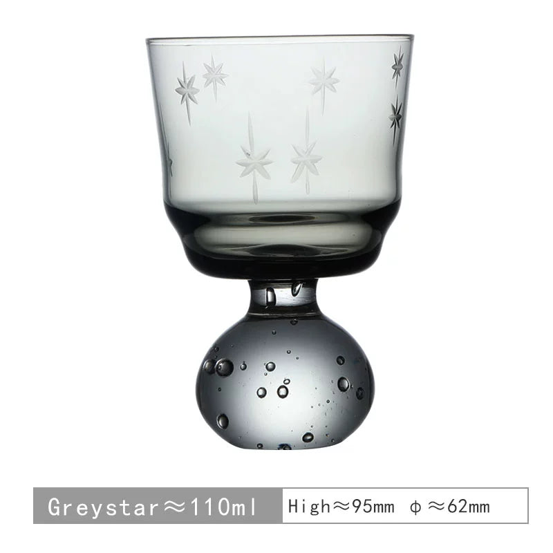 Xingyungu Xinghecan/Middle Age Vintage Japanese Sake Cup Gray Engraved Glass Cup Wabi Sabi Wine Cup
