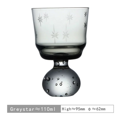 Xingyungu Xinghecan/Middle Age Vintage Japanese Sake Cup Gray Engraved Glass Cup Wabi Sabi Wine Cup