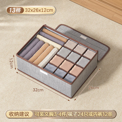 Cotton and linen underwear storage box, home student dormitory, socks and underwear three-in-one drawer separation and organizer box