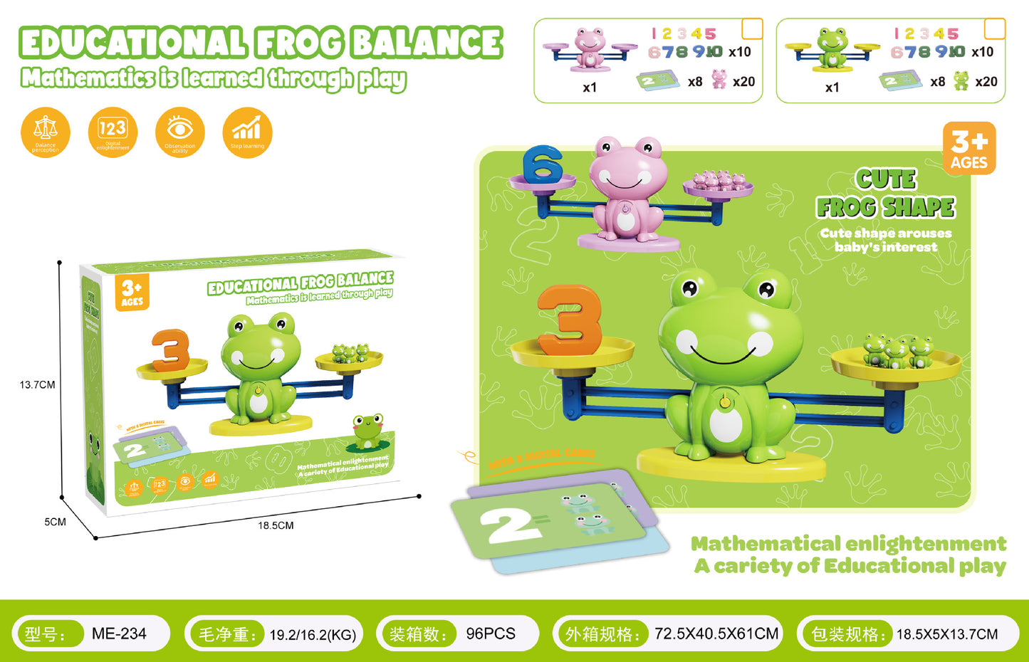 Children's Digital Frog Balance Toys Early Education Educational Toys Kindergarten Addition and Subtraction Enlightenment Balance Mathematics Teaching