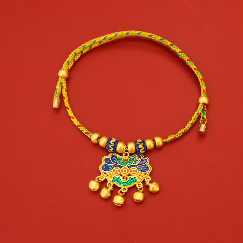 Color Retention Longevity Lock Chinese Style Pet New Year Braided Rope Collar Spring Festival Cat Dog Gold Necklace Ornaments Silent