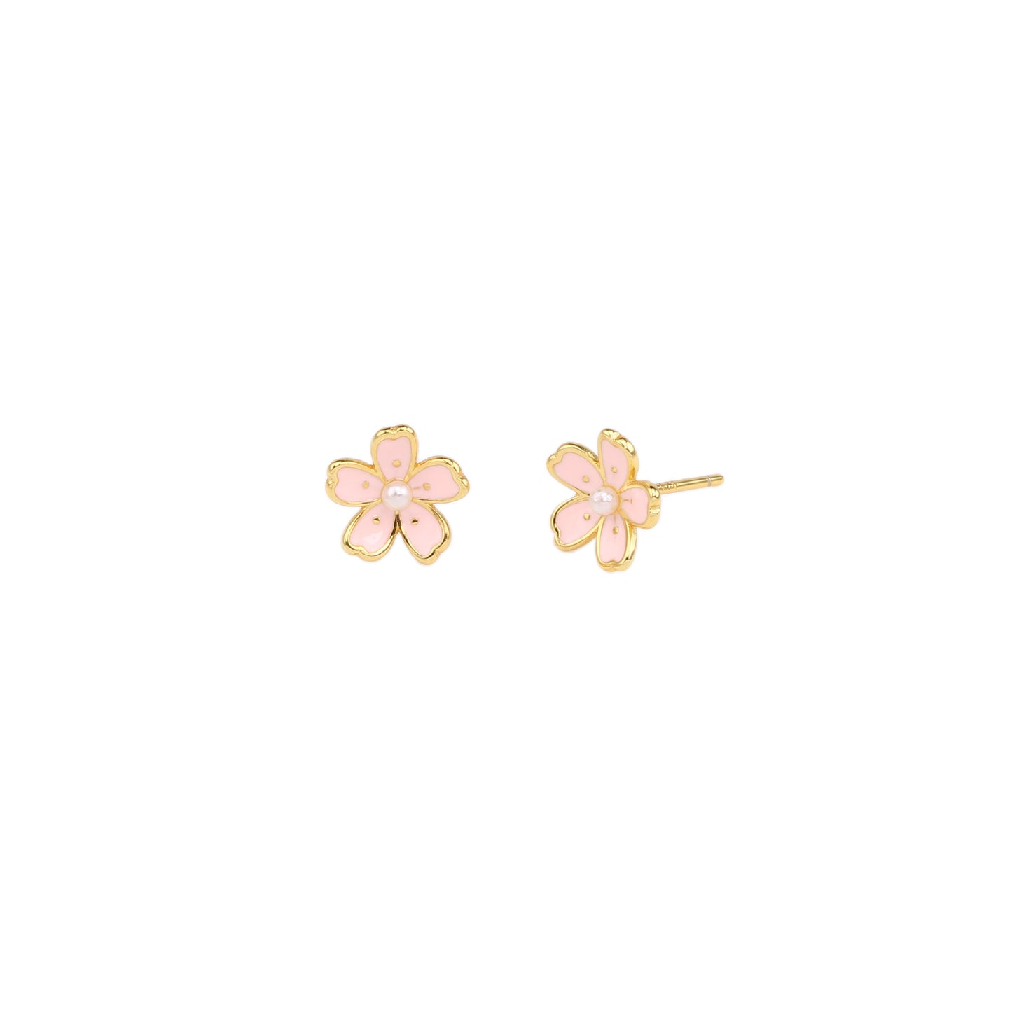 S925 sterling silver foreign trade jewelry creative personality Japanese cherry blossom earrings small fresh and cute pink flower earrings