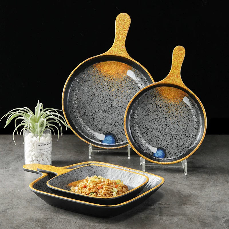 Melamine plate Japanese-style plastic barbecue plate imitation porcelain round flat plate barbecue plate restaurant hot pot tableware dish