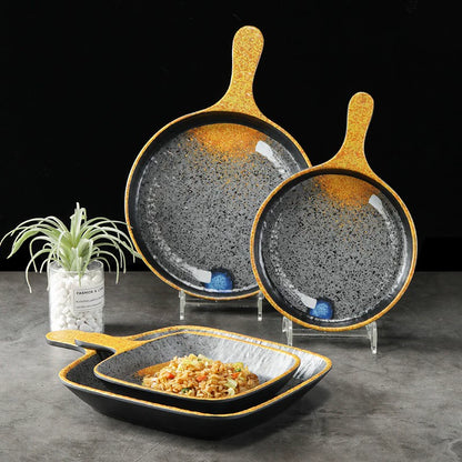 Melamine plate Japanese-style plastic barbecue plate imitation porcelain round flat plate barbecue plate restaurant hot pot tableware dish
