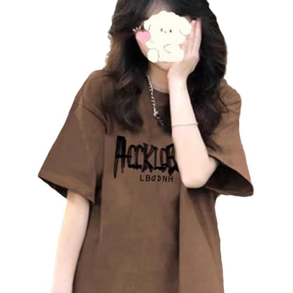Pure cotton American short-sleeved T-shirt women's new explosive summer loose oversized design niche half-sleeve upper clothes