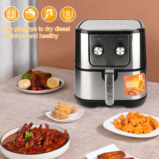 Fume-Free Smart Air Fryer 7L  Large Capacity Stainless Steel Electric Fryer for Healthy Oil-Free Cooking  Mechanical French Fries Machine  Free Global Shipping