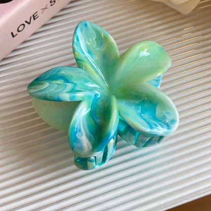 marbled grab clip Sweet and fresh frangipani hair clip Summer high-end shark hair clip